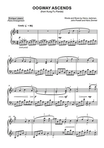 Oogway Ascends Sheet Music