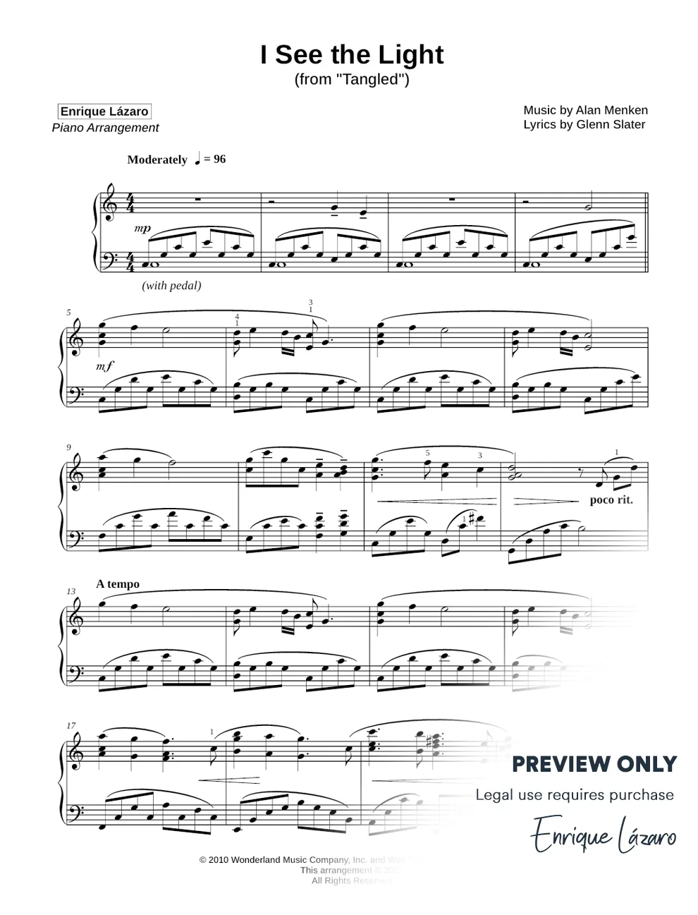 I See The Light Tangled Piano Sheet Music Enrique Lázaro