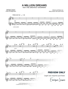 A Million Dreams The Greatest Showman Piano Sheet Music Enrique Lázaro