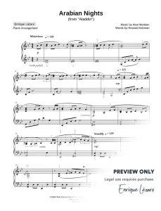 Arabian Nights Aladdin Piano Sheet Music Enrique Lázaro