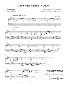 Can't Help Fallin in Love Elvist Presley Piano Sheet Music Enrique Lázaro