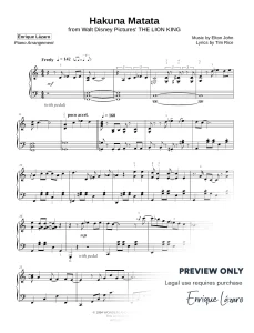 Hakuna Matata (From "The Lion King") Hakuna Matata The Lion King Piano Sheet Music Enrique Lázaro