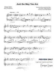 Just the Way You Are - Bruno Mars Just the Way You Are Bruno Mars Piano Sheet Music Enrique Lázaro